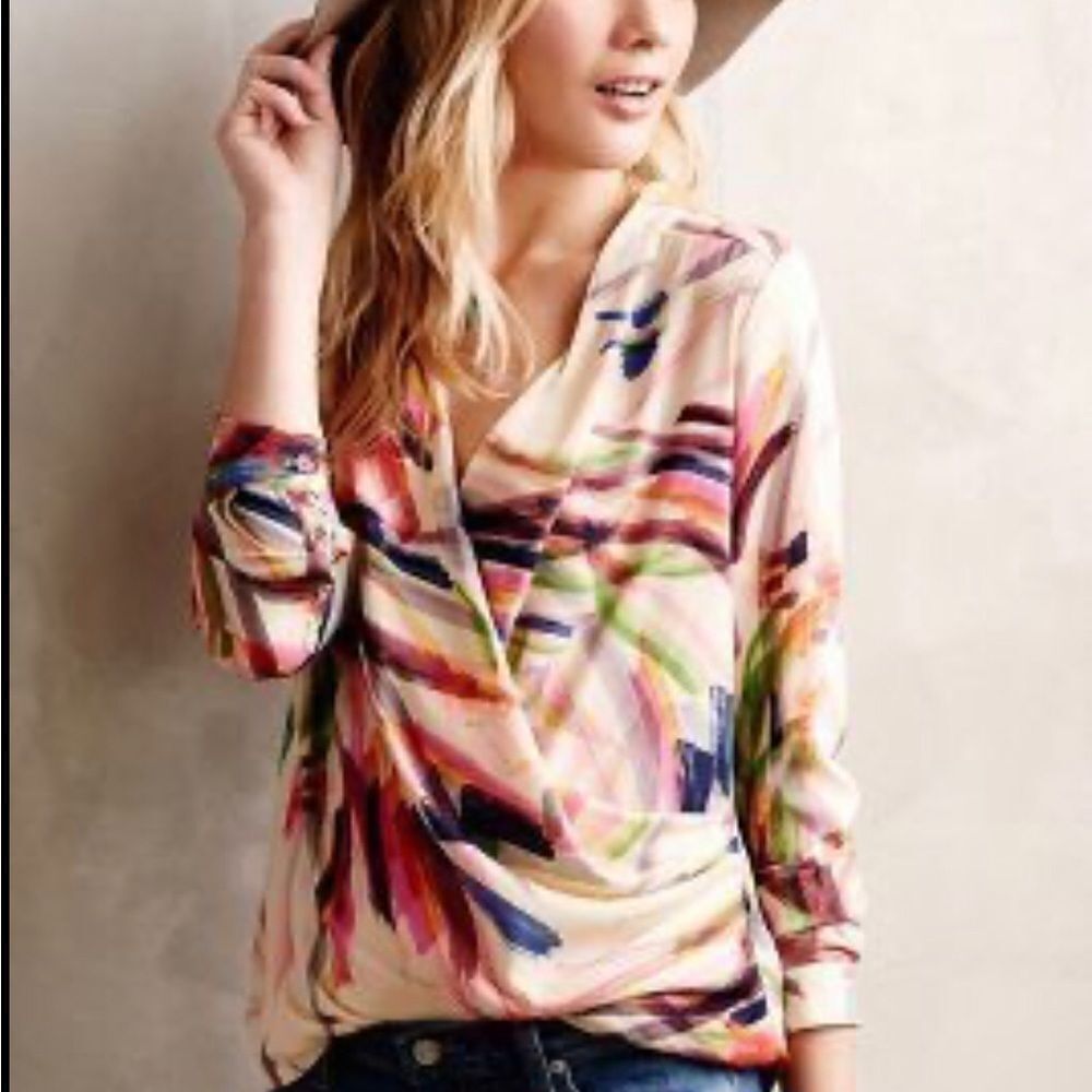 HD in Paris Anthropologie Blouse, Size US 2. Officewear Art To Wear Career